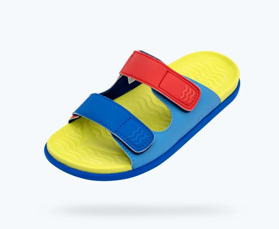 Native Shoes Frankie Sugarlite Junior Girls' Sneakers in Resting Blue, Celery Green, UV Blue & UV Hyper Strap
