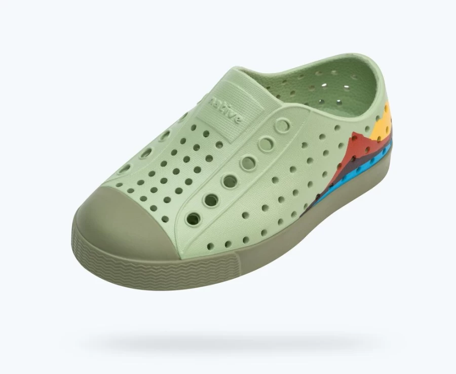 Native Shoes Jefferson Block Child Girls Tea Green Loch Green Crater Mountain Block Sneakers