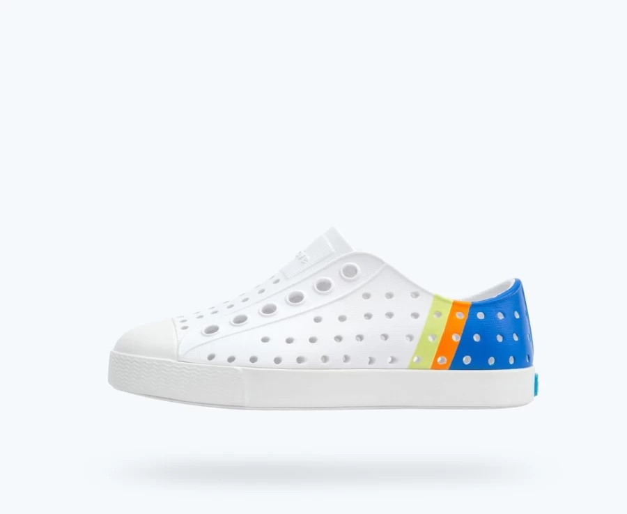 Native Shoes Jefferson Sugarlite Block - Shell White/UV City Celery - Girls' Lightweight Sneakers
