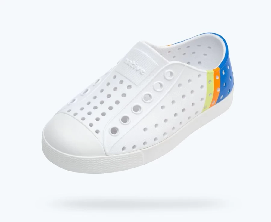 Native Shoes Jefferson Sugarlite Block - Shell White/UV City Celery - Girls' Lightweight Sneakers