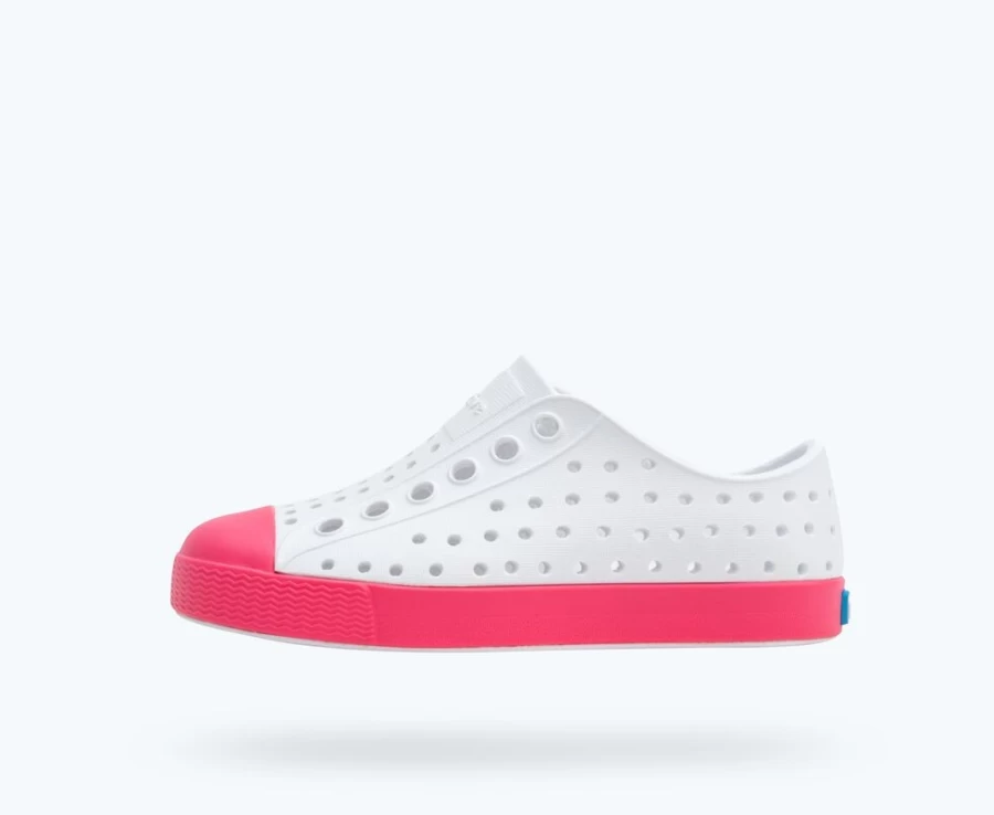 Native Shoes Jefferson Child Girls Sneakers in Shell White & Dazzle Pink