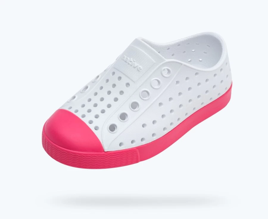 Native Shoes Jefferson Child Girls Sneakers in Shell White & Dazzle Pink
