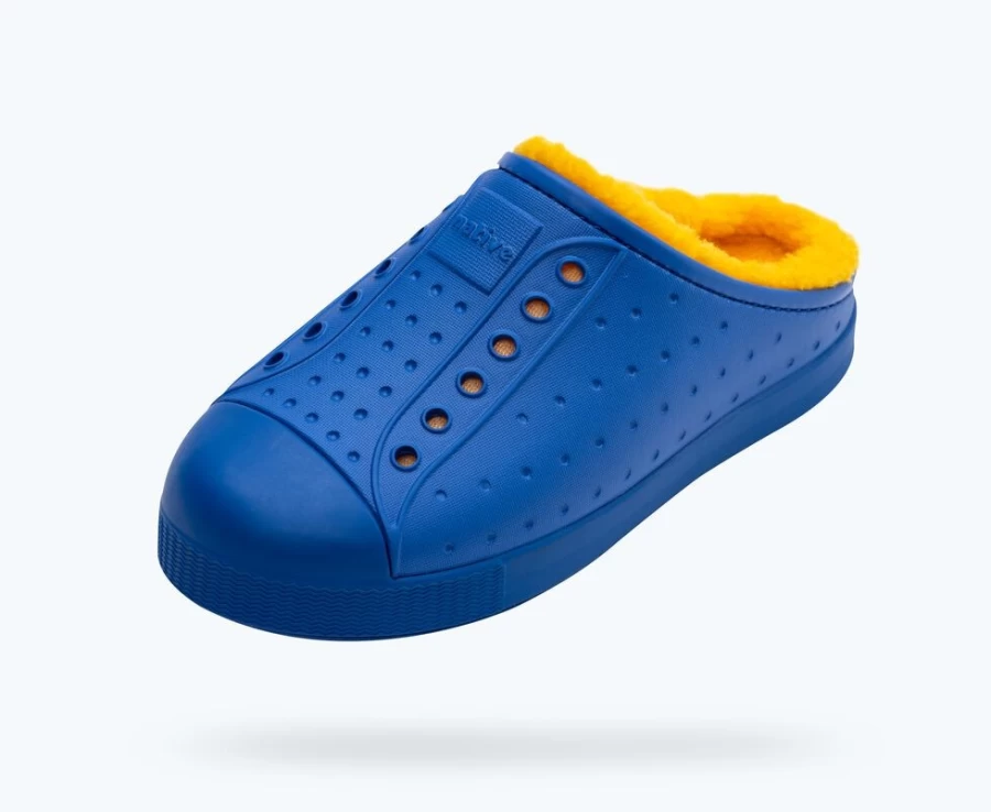Native Shoes Jefferson Cozy Sugarlite Big Kid Girls Sneakers in UV Blue & Spicy Yellow