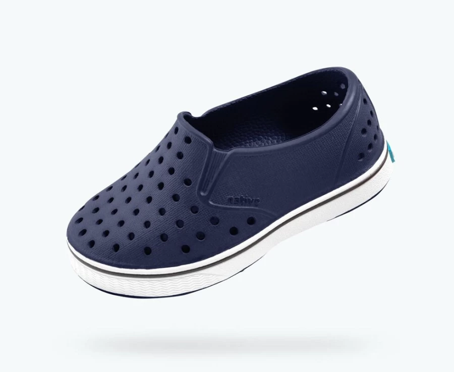 Native Shoes Miles Child Girls' Sneakers in Regatta Blue & Shell White | Lightweight & Comfortable