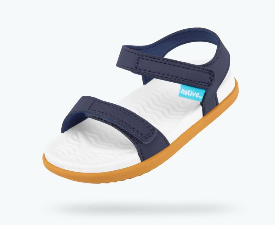 Native Shoes Charley Child Girls' Sneakers - Regatta Blue, Shell White, Toffee Brown