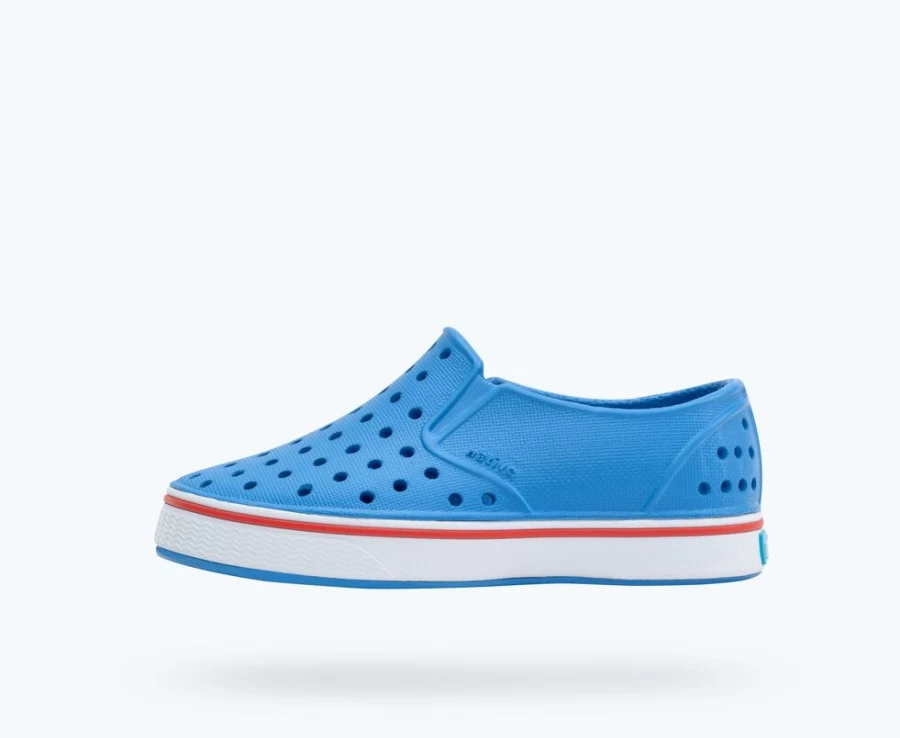 Native Shoes for Girls - Miles Child Sneakers in Resting Blue, Shell White & Hyper Red