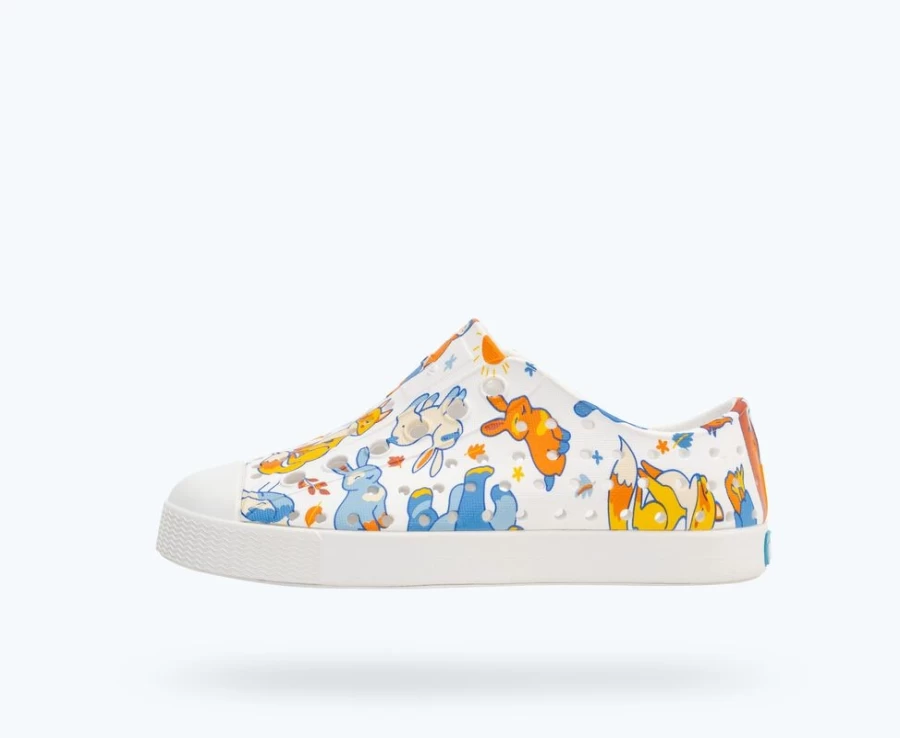 Native Shoes Jefferson Sugarlite Print Shell White Daylight Woodland Friends Girls Sneakers