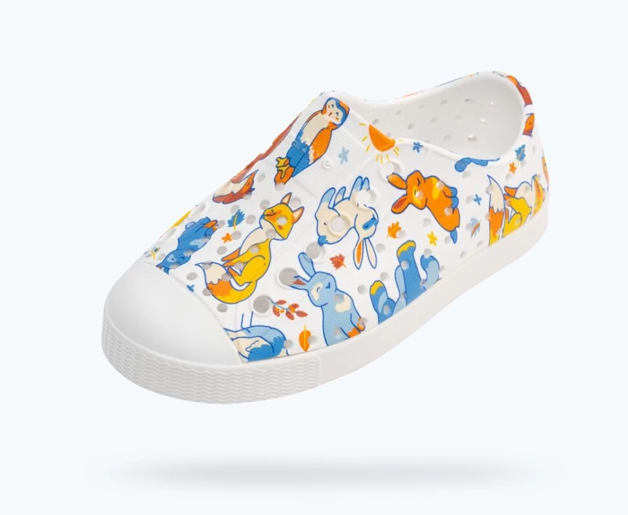 Native Shoes Jefferson Sugarlite Print Shell White Daylight Woodland Friends Girls Sneakers