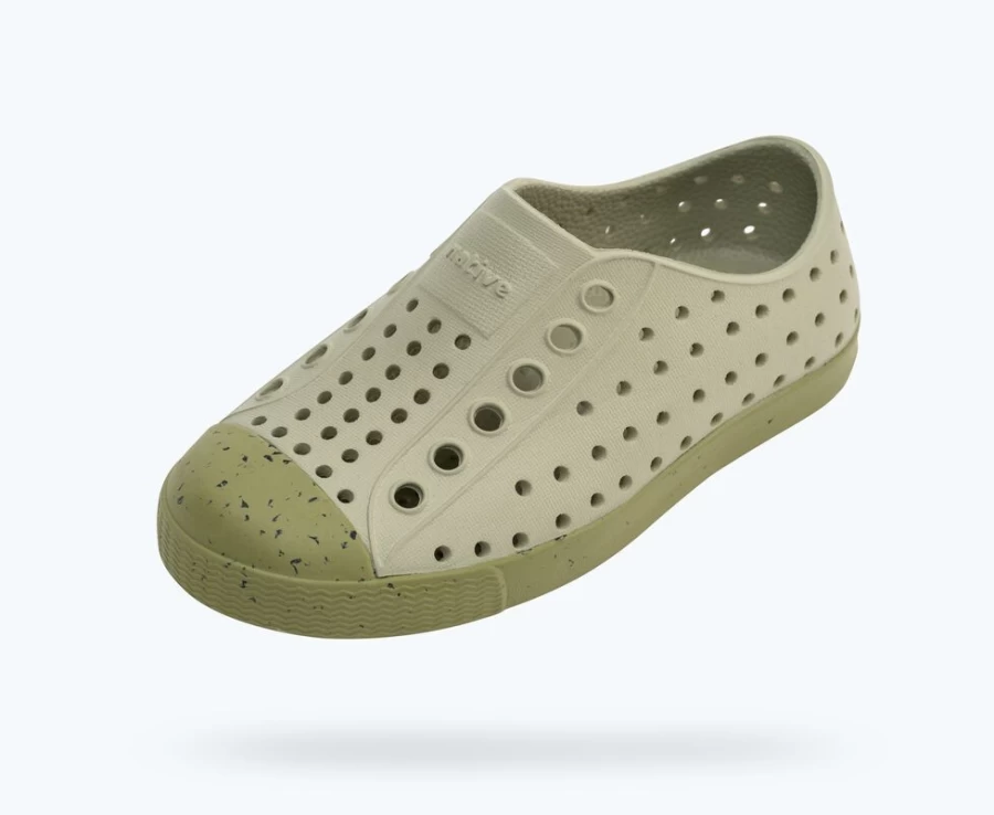 Native Shoes Jefferson Bloom Child Girls' Sneakers in Elm Green, Iguana Green & Jiffy Speckles