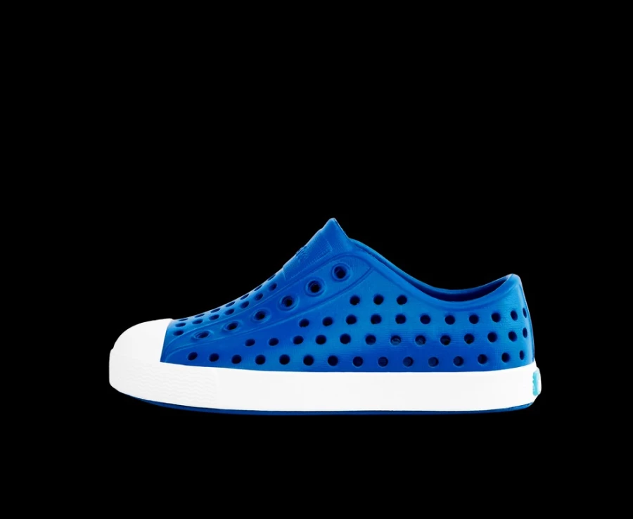 Native Shoes Jefferson Child Girls Sneakers in Victoria Blue/Shell White