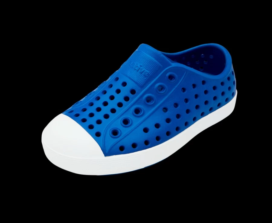 Native Shoes Jefferson Child Girls Sneakers in Victoria Blue/Shell White