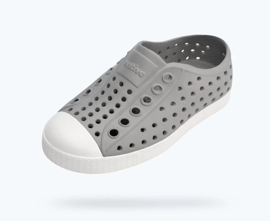 Native Shoes Jefferson Child Girls' Sneakers in Pigeon Grey & Shell White