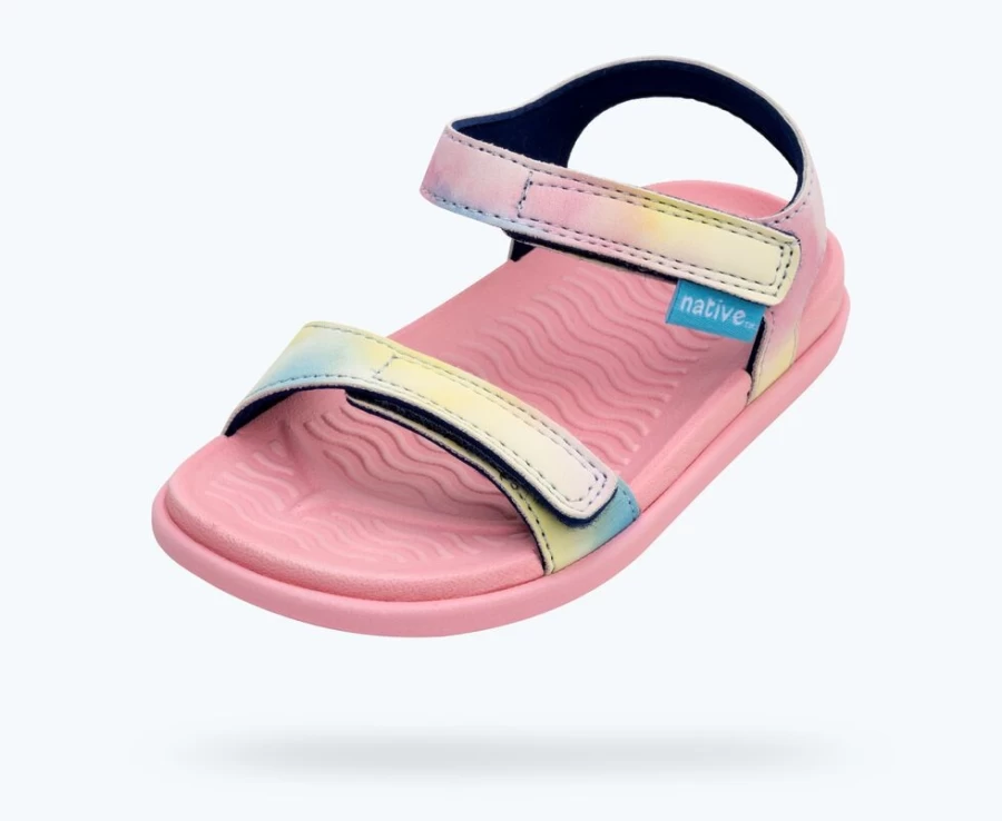 Native Shoes Charley Sugarlite Print Sneakers for Boys in Princess Pink & Pastel Tie Dye
