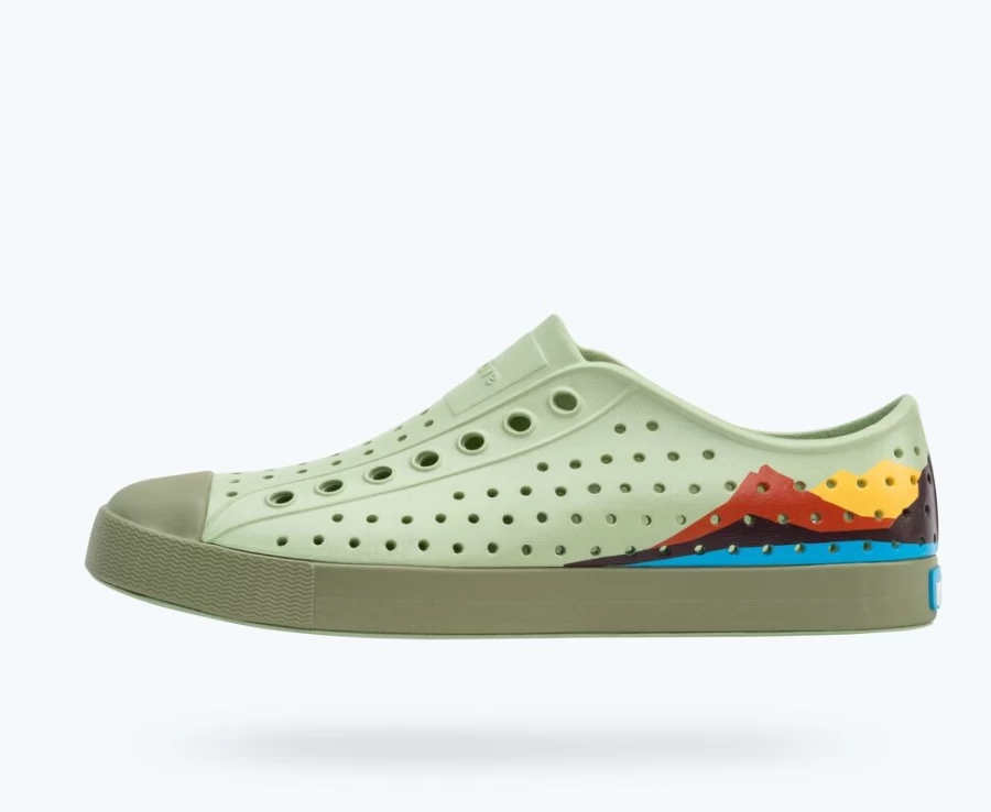 Native Shoes Jefferson Block Women's Sneakers in Tea Green, Loch Green, Crater Mountain Block