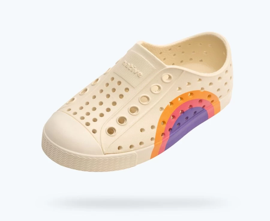 Native Shoes Jefferson Sugarlite Block Child Girls - Bone White/Apricot Dazzle Ultra Circle Sneakers
