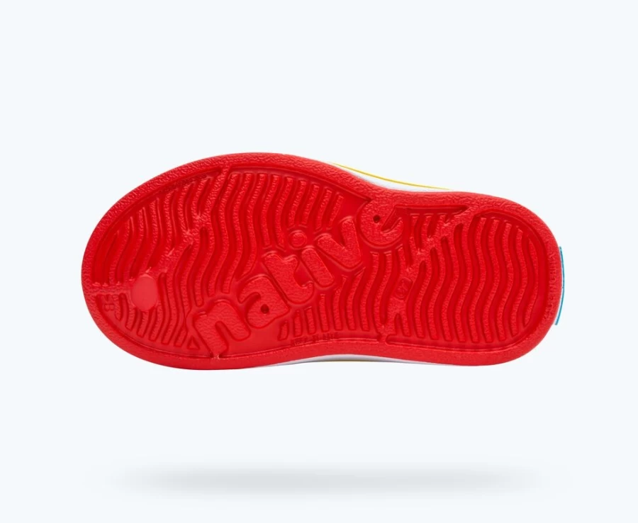 Native Shoes Sugarlite Print Child Sneakers for Boys - Hyper Red/Shell White/Crayon Lightning Colors
