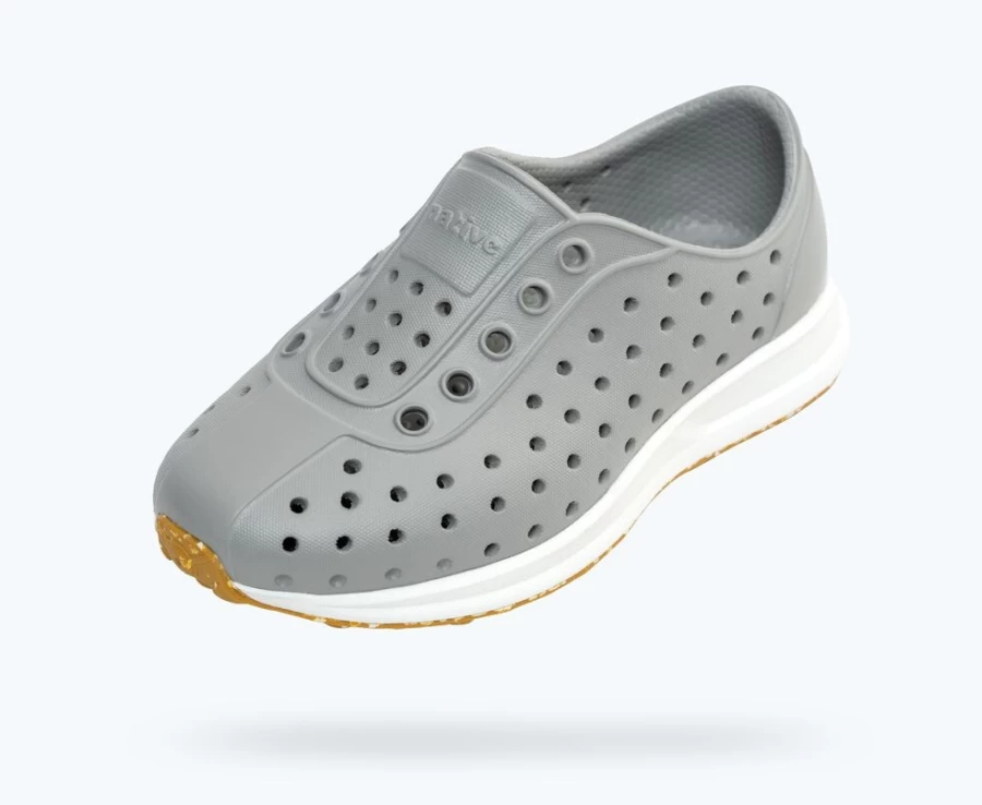 Native Shoes Robbie Sugarlite Child Girls' Sneakers in Pigeon Grey/Shell White/Mash Speckle Rubber