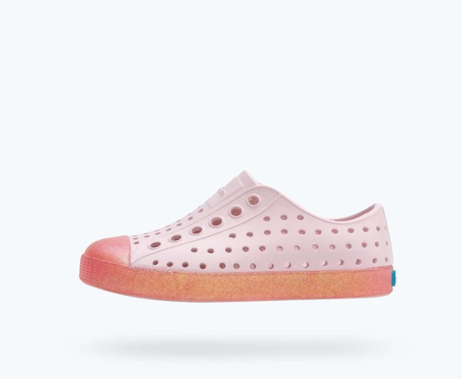 Native Shoes Jefferson Bling Child Girls Sneakers in Milk Pink/Princess Bling