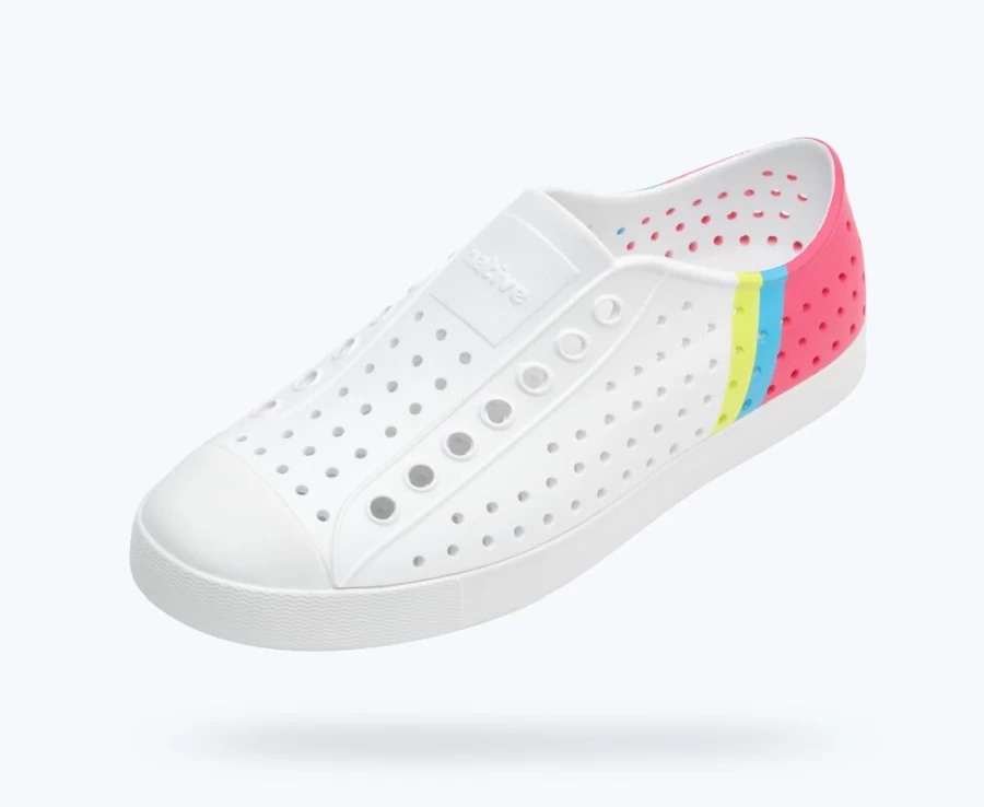 Native Shoes Jefferson Sugarlite Block - Women's Shell White & Dazzle Maria Celery Sneakers