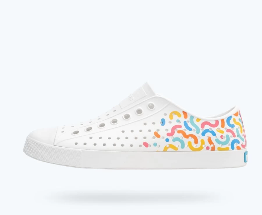 Native Shoes Jefferson Sugarlite Block - Women's Shell White with Dazzle Resting Squiggle Design