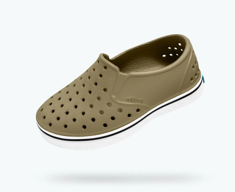 Native Shoes Miles Child Utili Green/Shell White Girls' Lightweight Sneakers