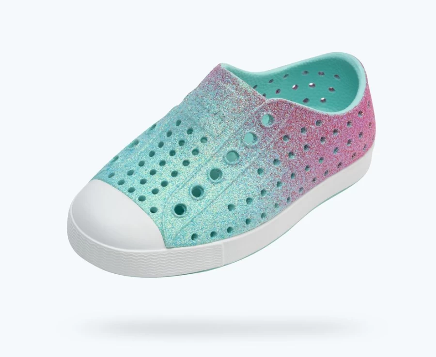 Native Shoes Jefferson Bling Child Girls Hollywood Hydrangea Bling/Shell White Sneakers